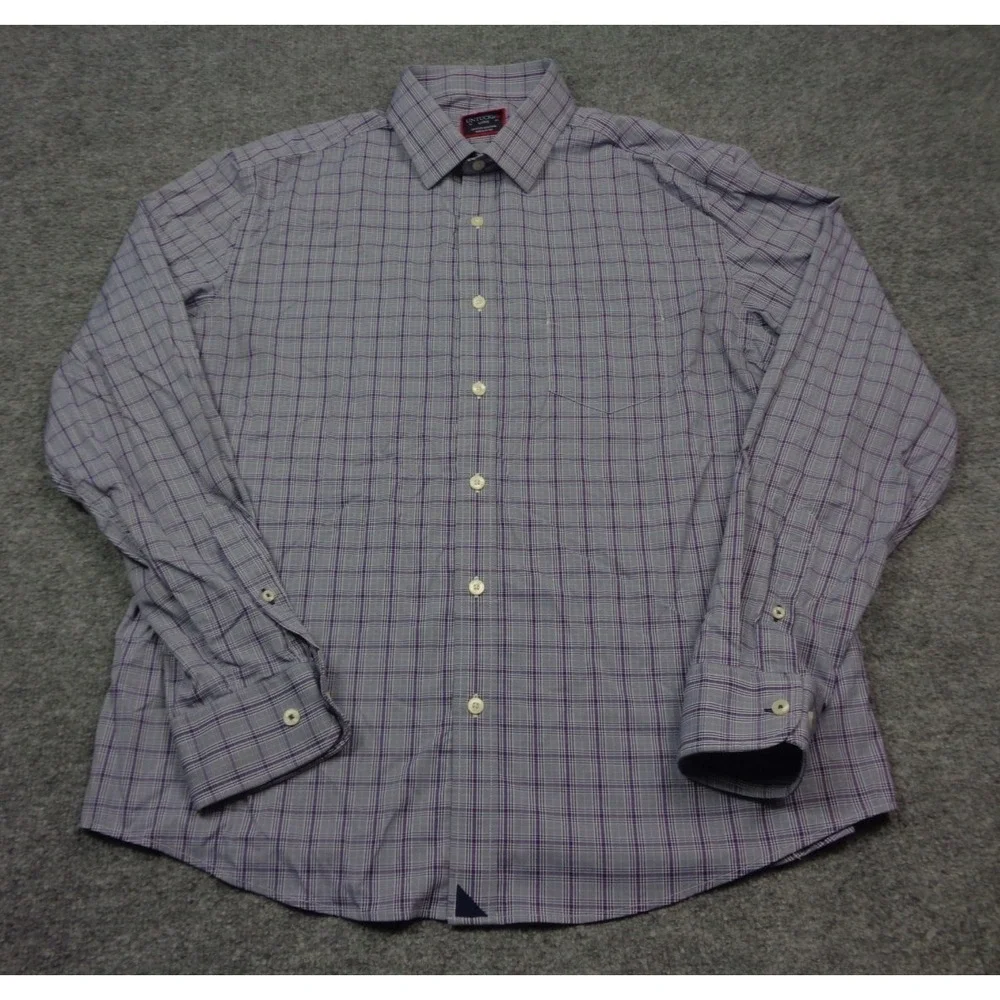 UNTUCKit Shirt Mens‎ L  Purple Plaid Performance Button Up Long Sleeve Stretch